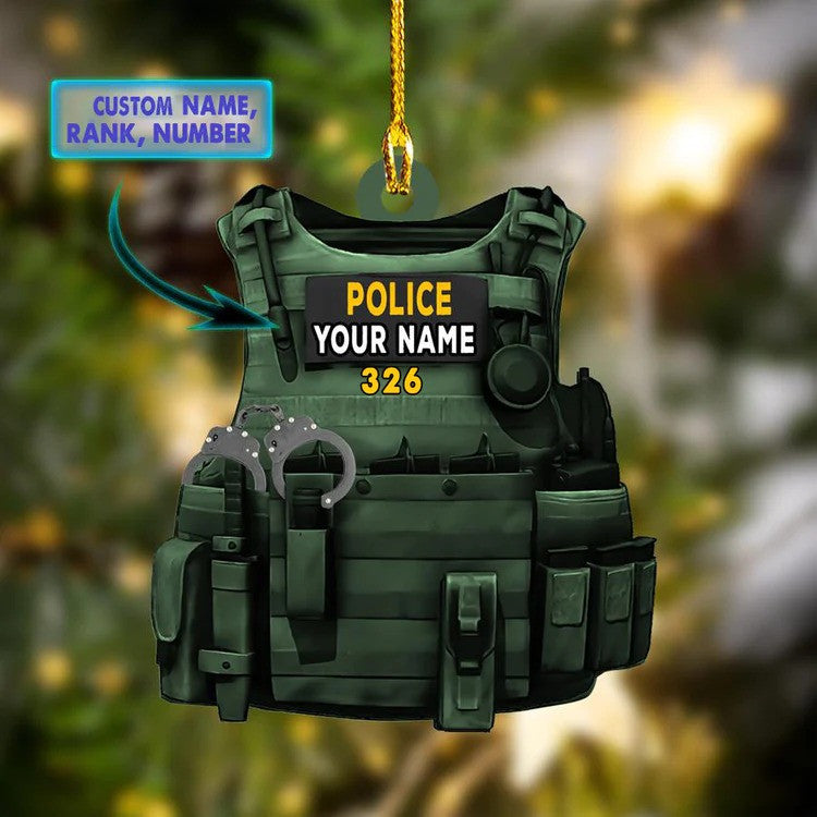 Personalized Police Costume Flat Acrylic Ornament Christmas Gift for Police