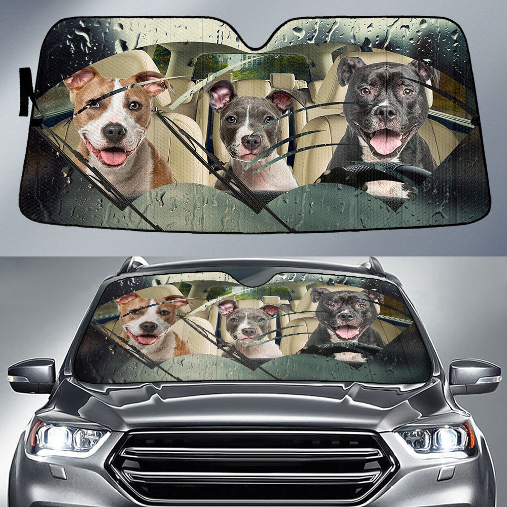 American Staffordshire Terrier Rainy Driving Car Sun Shade Cover Auto Windshield Coolspod