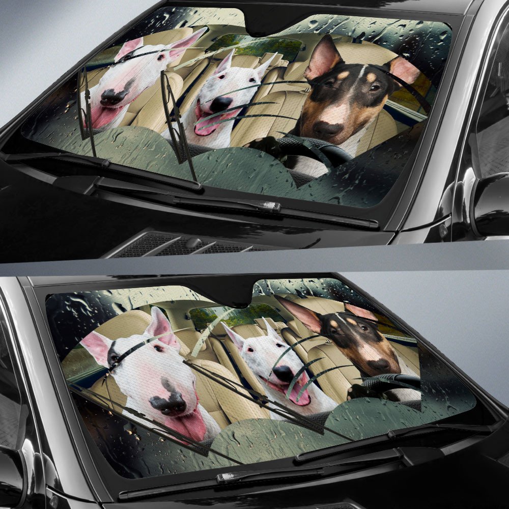 Bull Terrier Rainy Driving Car Sun Shade Cover Auto Windshield Coolspod
