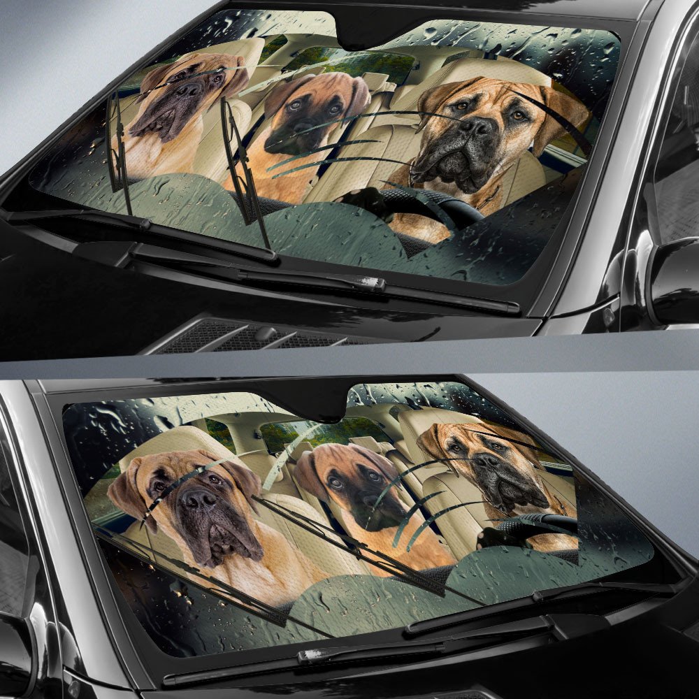 Bullmastiff Rainy Driving Car Sun Shade Cover Auto Windshield Coolspod