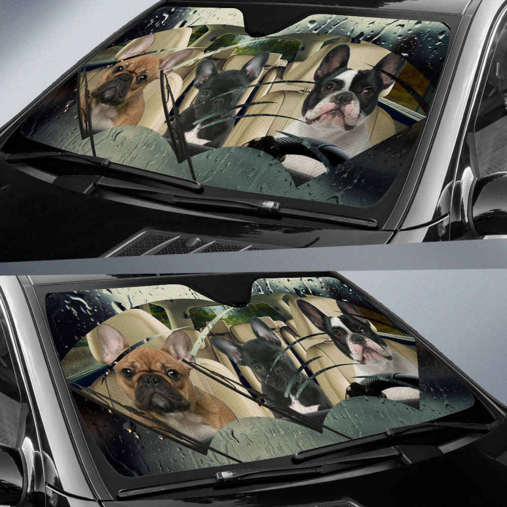 French Bulldog Rainy Driving Car Sun Shade Cover Auto Windshield Coolspod