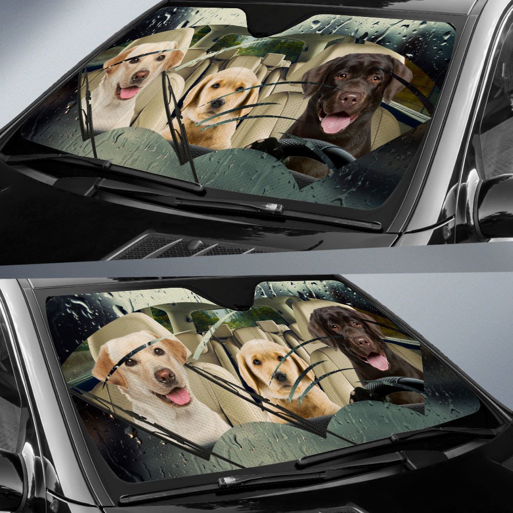 Labrador Retriever Rainy Driving Car Sun Shade Cover Auto Windshield Coolspod