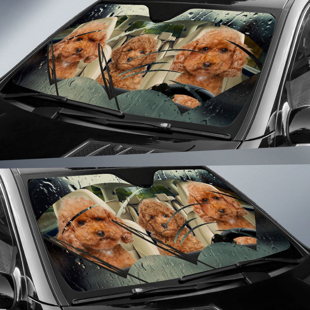 Poodle Rainy Driving Car Sun Shade Cover Auto Windshield Coolspod