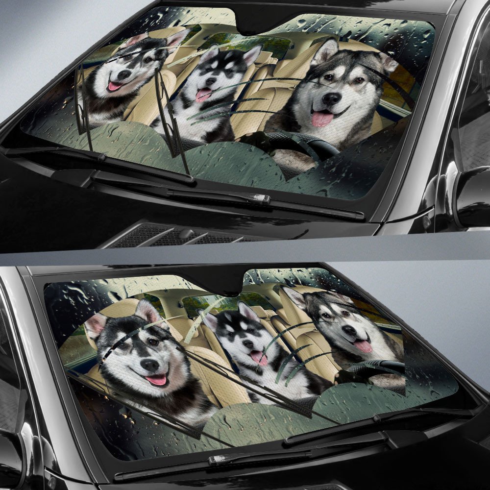 Siberian Husky Rainy Driving Car Sun Shade Cover Auto Windshield Coolspod