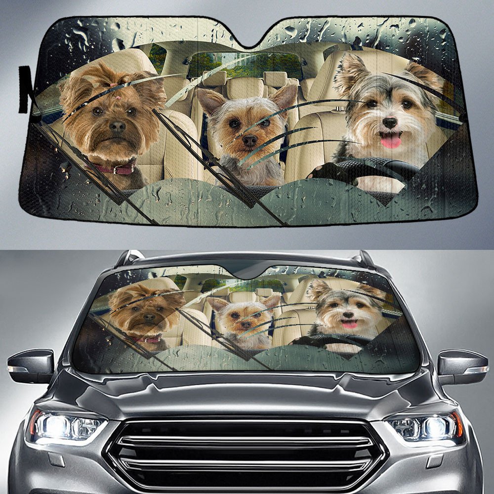 Yorkshire Terrier Rainy Driving Car Sun Shade Cover Auto Windshield Coolspod
