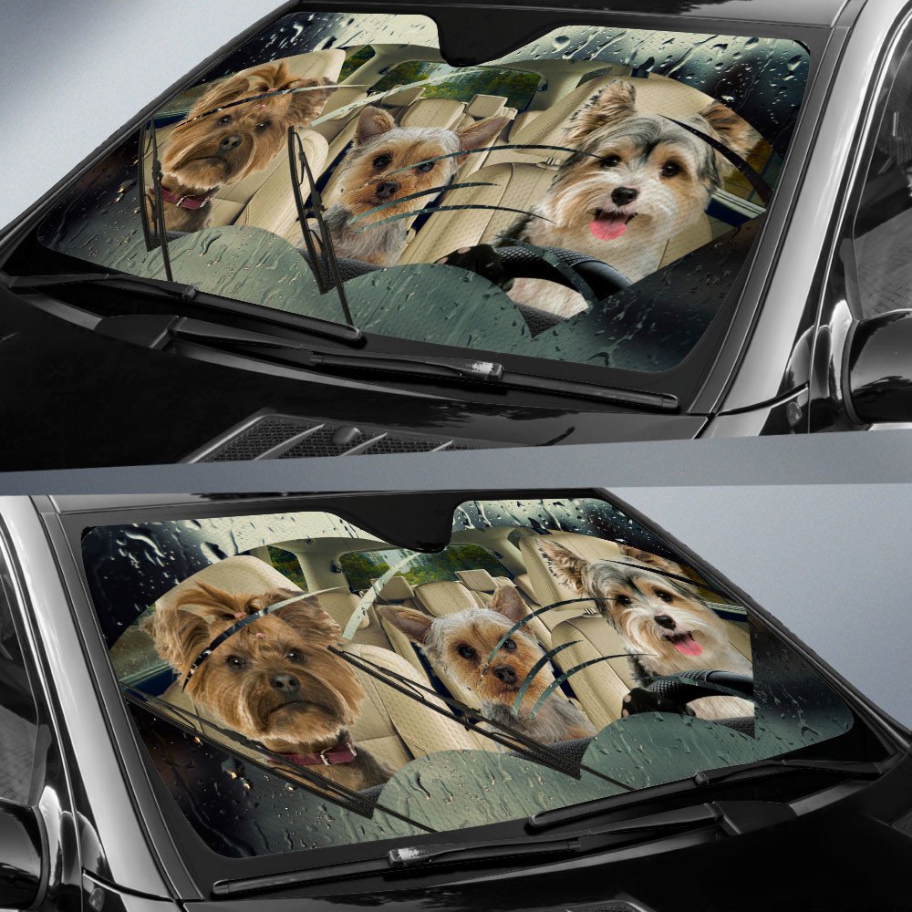Yorkshire Terrier Rainy Driving Car Sun Shade Cover Auto Windshield Coolspod