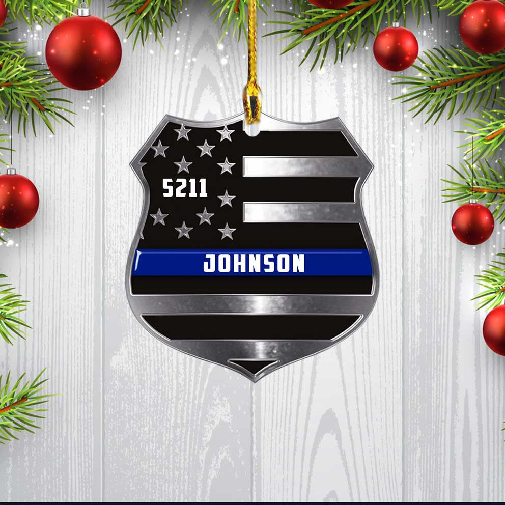 Custom Police Badge Ornament/ Police Christmas Ornament Number Name Changed Custom Shaped Ornament