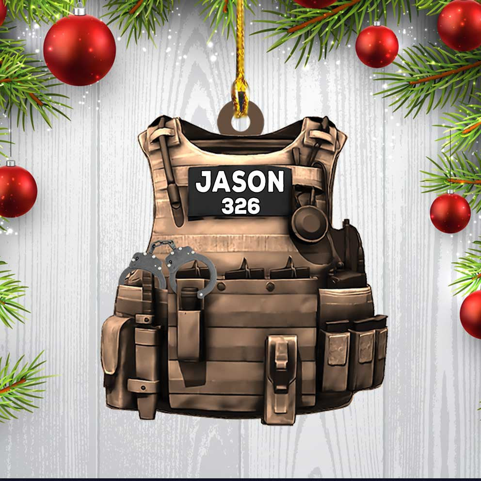 Personalized Police Bulletproof Vest Ornament/ Police Christmas Ornament for Him
