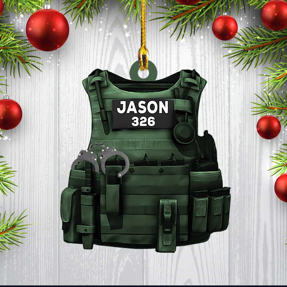Personalized Police Bulletproof Vest Ornament/ Police Christmas Ornament for Him