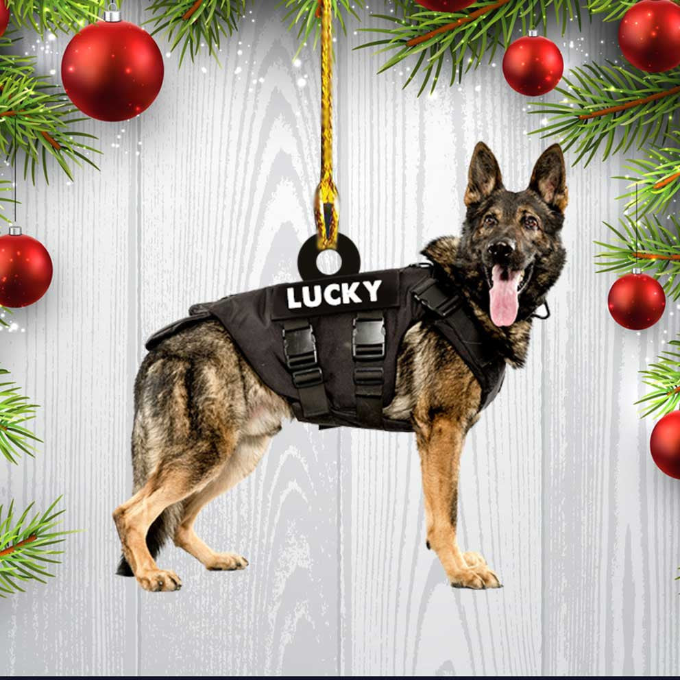 Police German Shepherd Police Dog Custom Shaped Acrylic Ornament for Him