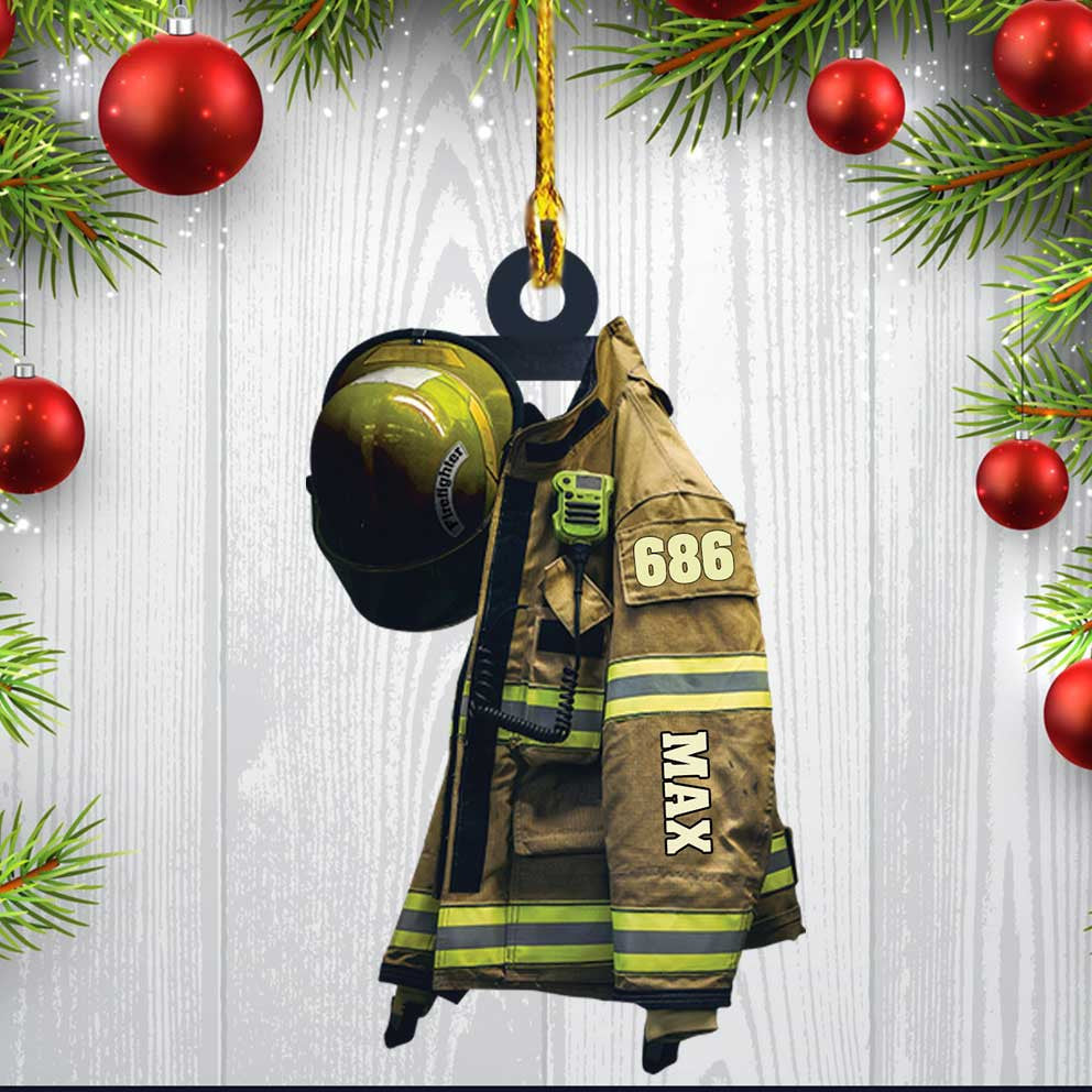 Personalized Firefighter Ornament/ Custom Firefighter Uniform & Hat Acrylic Ornament for Him