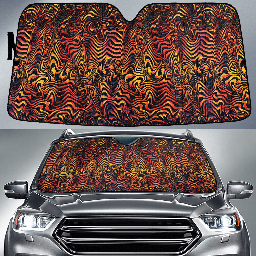 Orange Red Starry Night Psychedelic Neon Swirls Pattern Car Sun Shades Cover Auto Windshield Coolspod