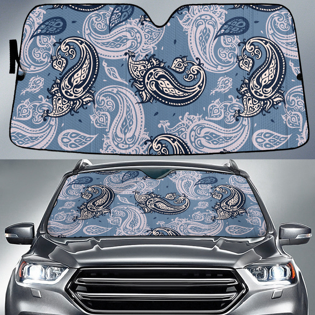 Light Pink Paisley Flower Skin Texture Blue Background Car Sun Shades Cover Auto Windshield Coolspod