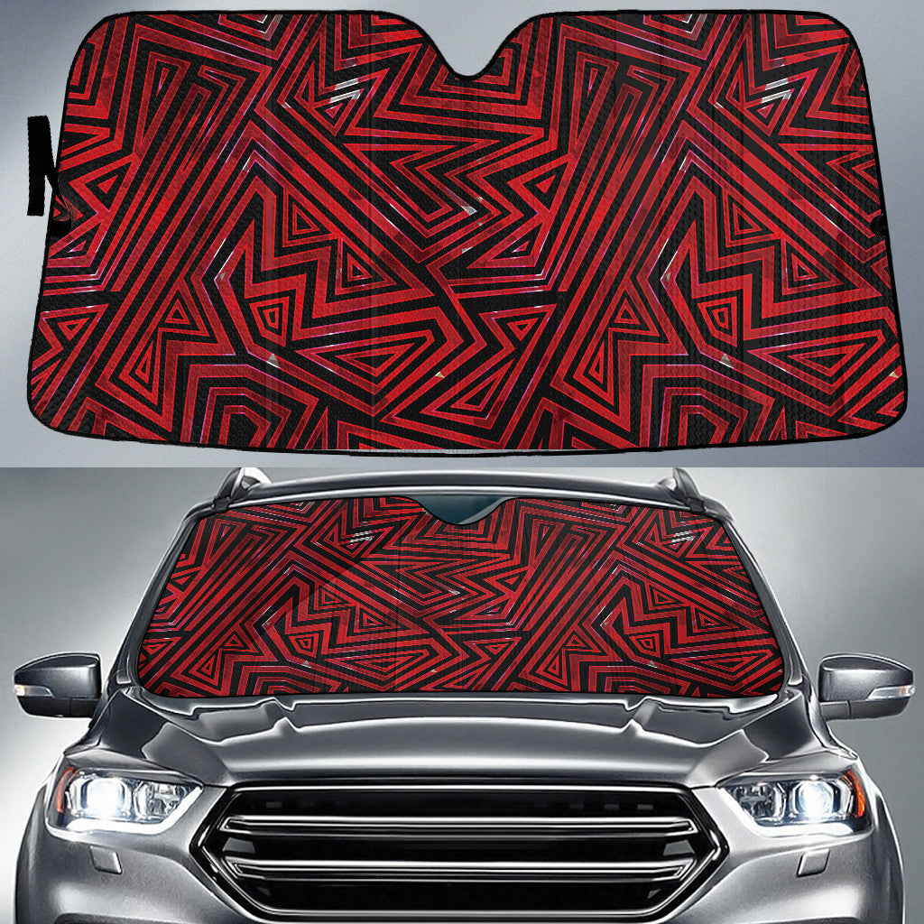 Red And Black Triangle Pattern Geometric Texture Car Sun Shades Cover Auto Windshield Coolspod