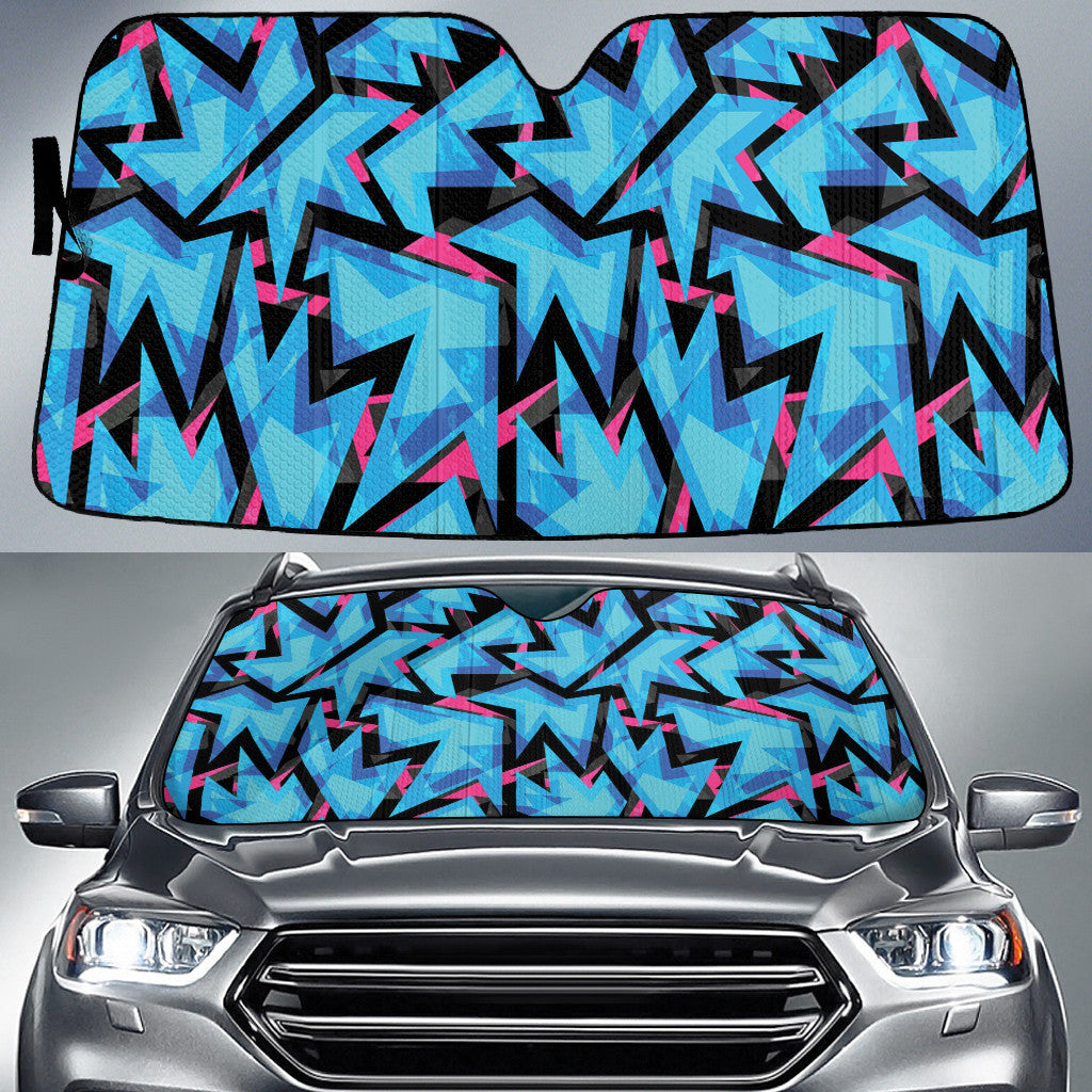 Blue Tone Grunge Graffiti Geometric Shapes All Over Print Car Sun Shades Cover Auto Windshield Coolspod