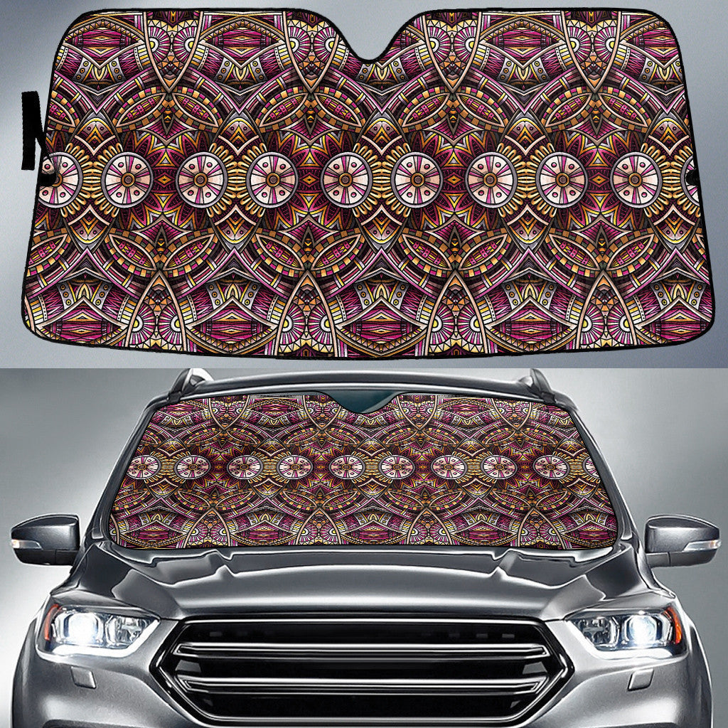 Red Mirror Aztec Pattern Vintage Tribal Texture Car Sun Shades Cover Auto Windshield Coolspod