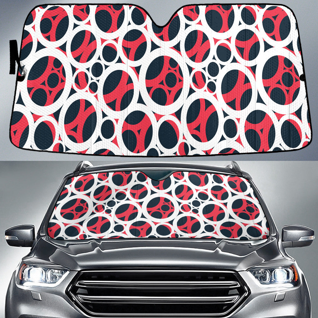 Stylized Circles In All Sizes Red And White Theme Car Sun Shades Cover Auto Windshield Coolspod