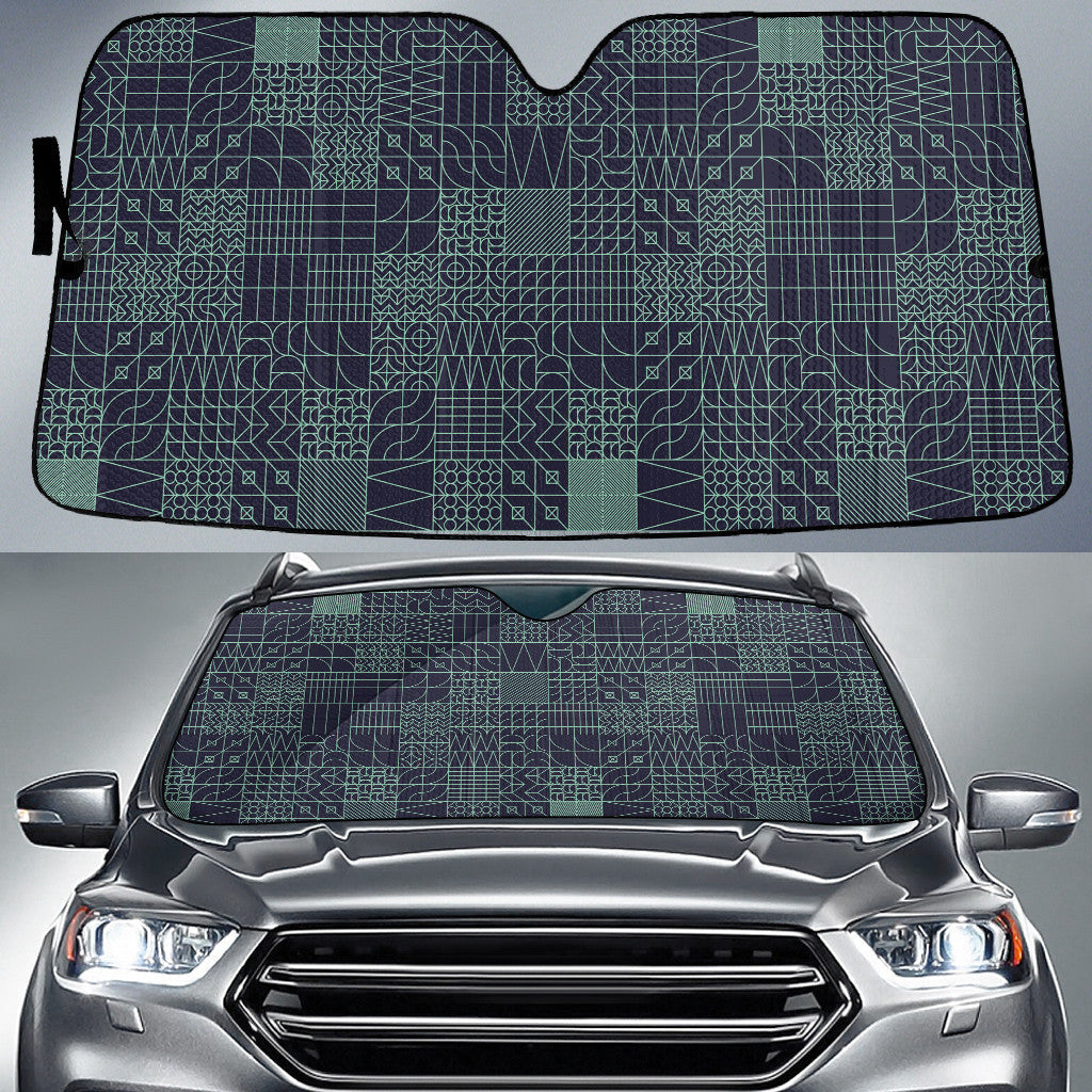 Tone Of Green Geometric Seamless Vector Style Car Sun Shades Cover Auto Windshield Coolspod