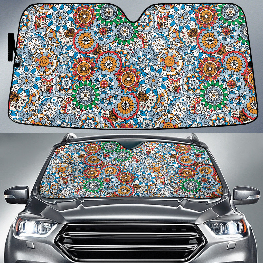 Colorful Collection Of Tropical Flowers White Theme Car Sun Shades Cover Auto Windshield Coolspod