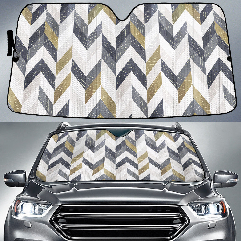 Chevrons Stripes Harlequin Pattern Black And White Geomectric Car Sun Shades Cover Auto Windshield Coolspod