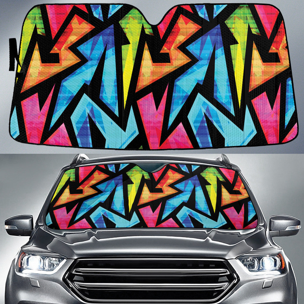Colorful Chromatic Grunge Graffiti Geometric Pattern Car Sun Shades Cover Auto Windshield Coolspod