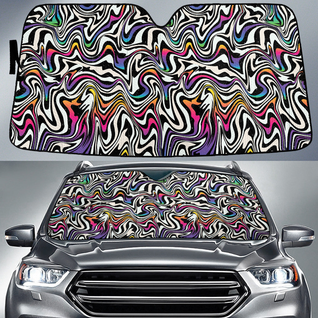 Rainbow Starry Night Psychedelic Neon Swirls Pattern Car Sun Shades Cover Auto Windshield Coolspod
