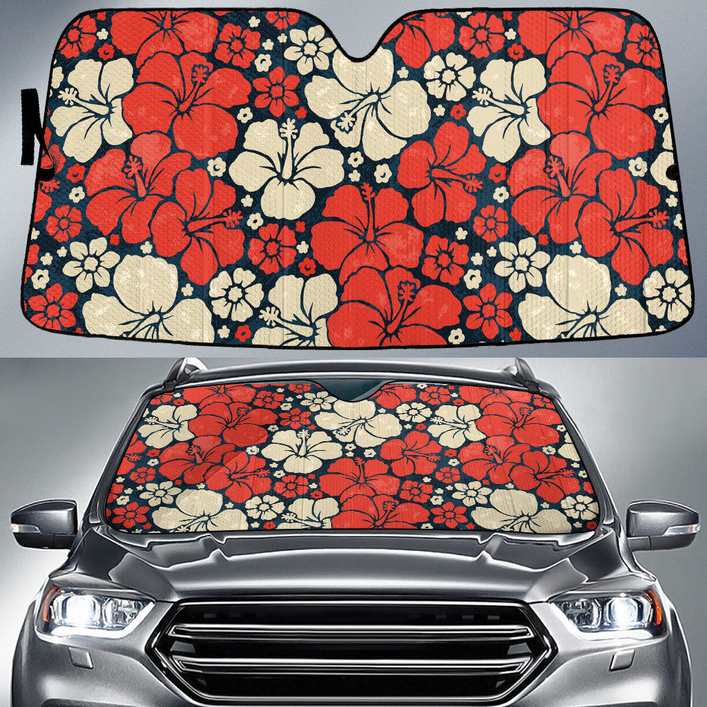 Red And Beige Hawaiian Hibiscus Flower Car Sun Shades Cover Auto Windshield Coolspod