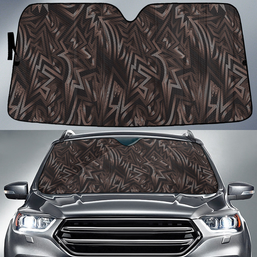 Brown Tone Blocks Geometric Shapes All Over Print Car Sun Shades Cover Auto Windshield Coolspod