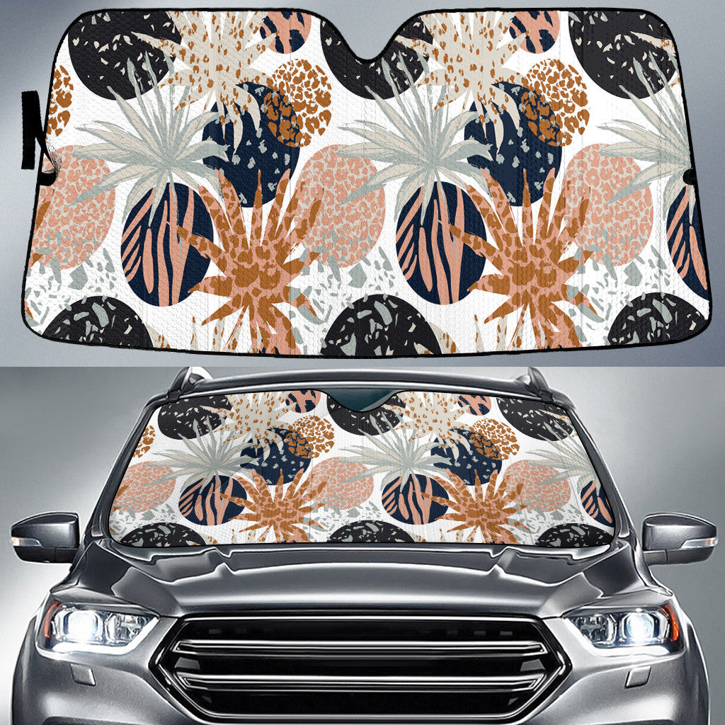 Tone Of Brown Fan Palm Leaves White Theme Car Sun Shades Cover Auto Windshield Coolspod