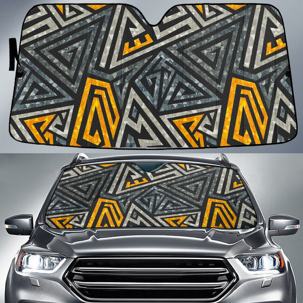 Yellow And Grey Triangle Pattern Geometric Texture Car Sun Shades Cover Auto Windshield Coolspod