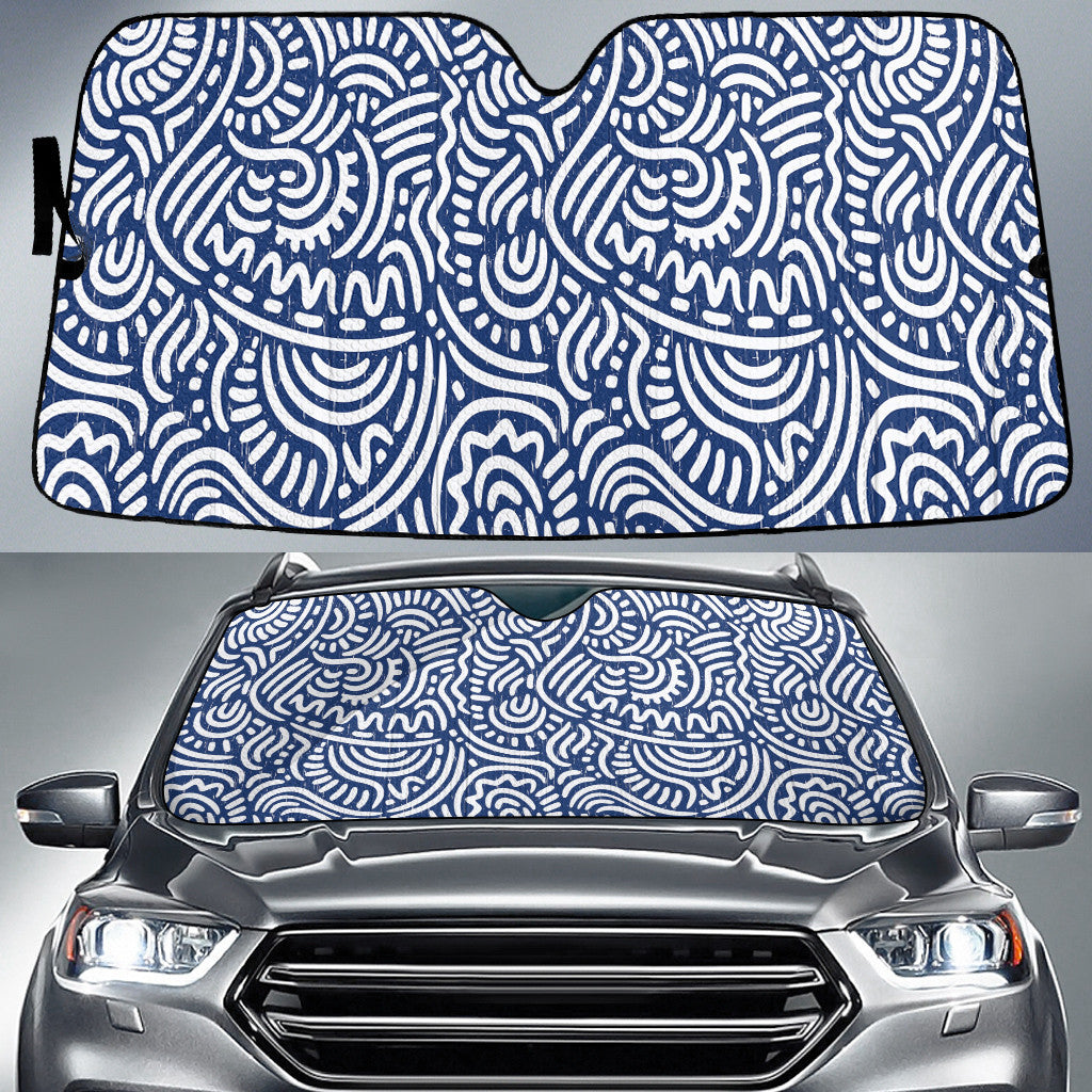Blue White Bohomian Aztec Pattern Car Sun Shades Cover Auto Windshield Coolspod