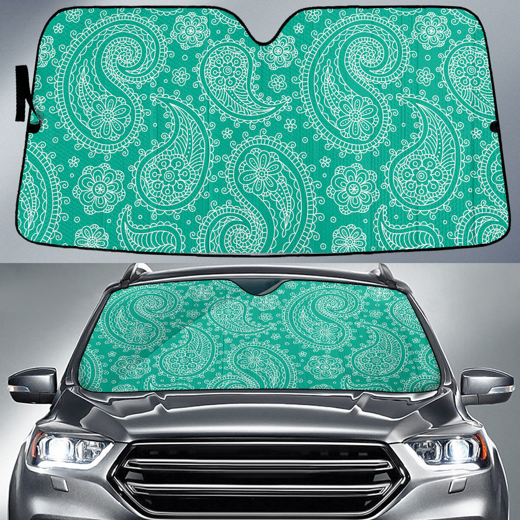 White Tropical Flower And Leaves Green Theme Car Sun Shades Cover Auto Windshield Coolspod