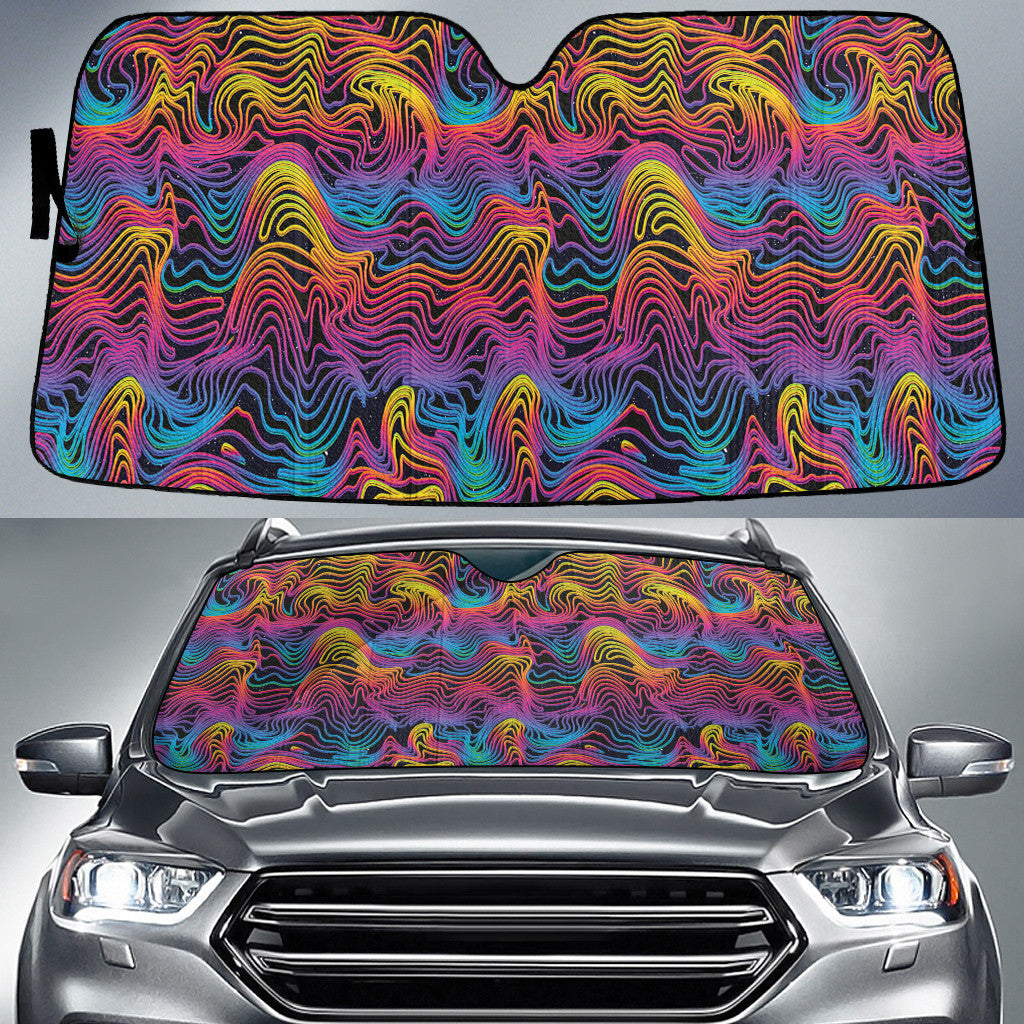 Rainbow Wave Symbol Abstract Theme Car Sun Shades Cover Auto Windshield Coolspod