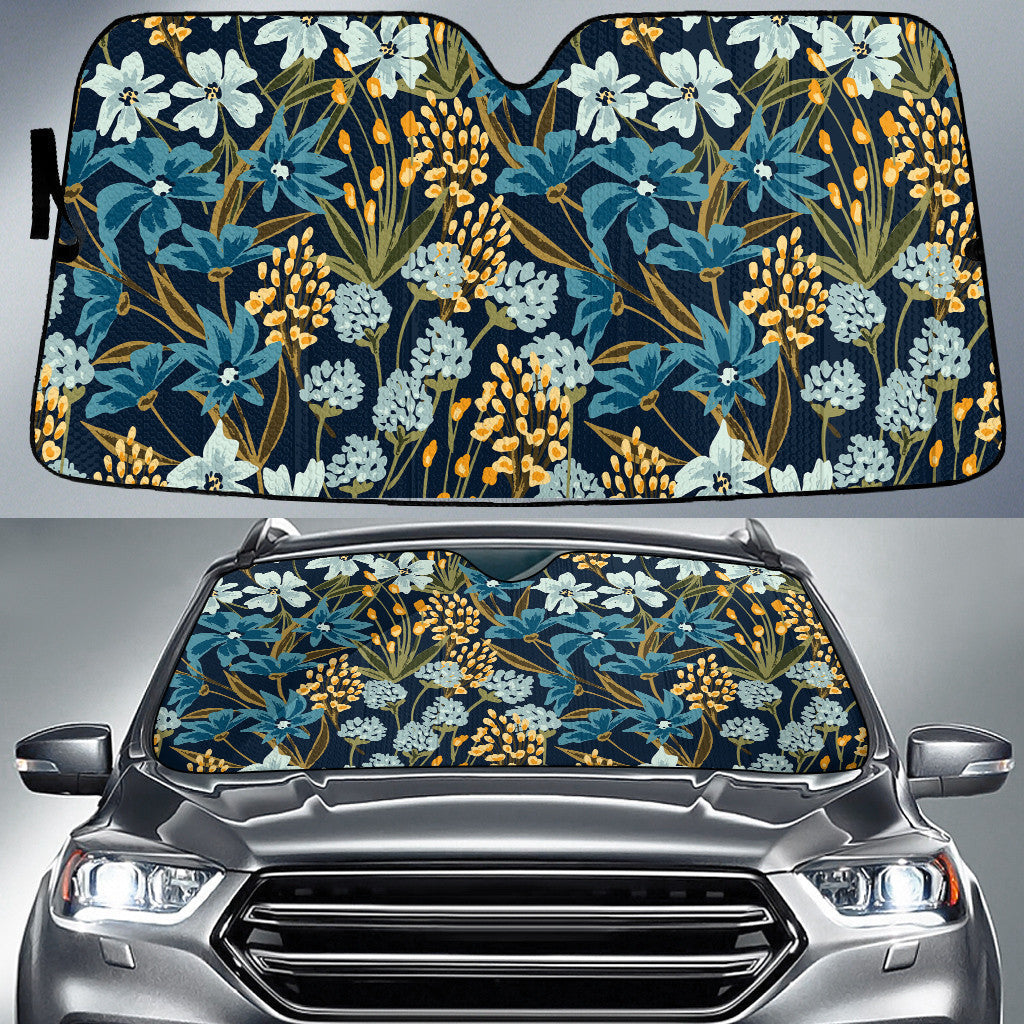 Bush Lily And Daisy Flower Yellow Scarlet Sage Car Sun Shades Cover Auto Windshield Coolspod