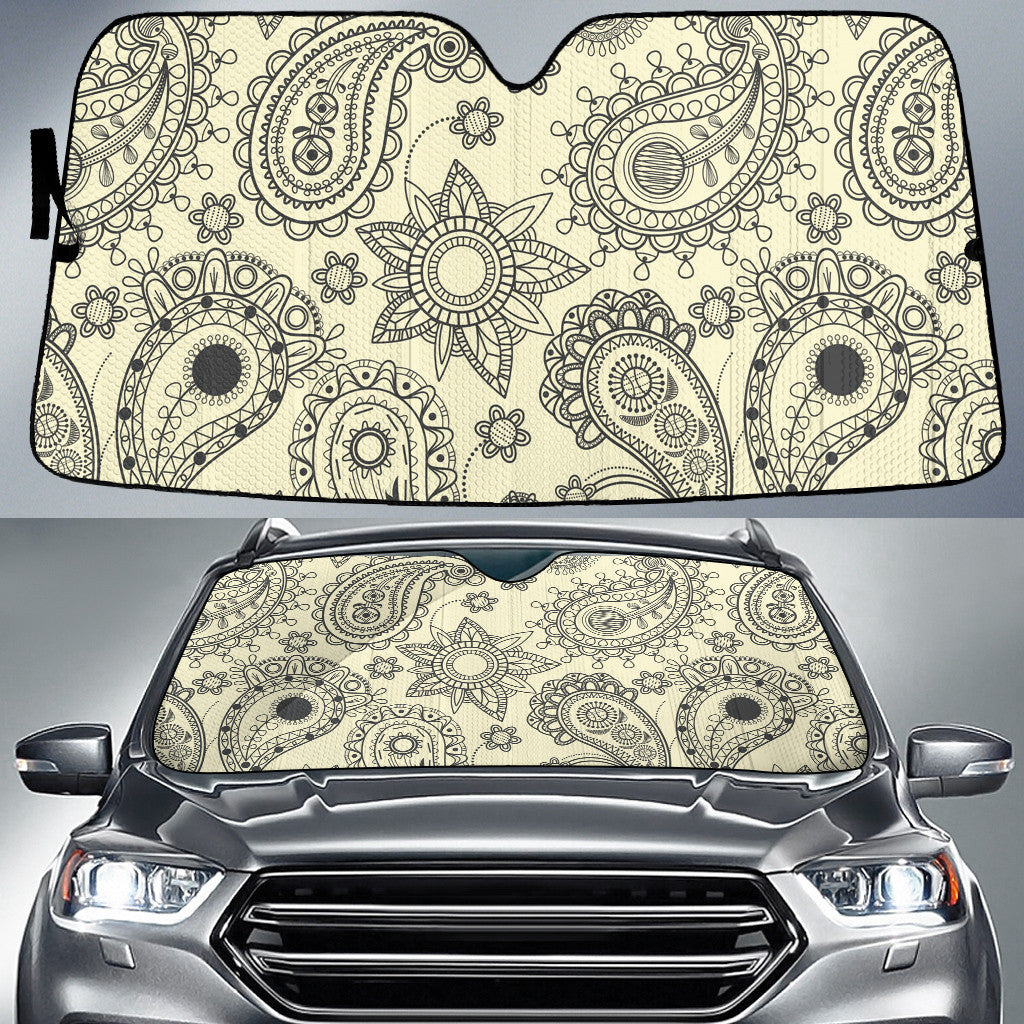 Black Tropical Flower And Leaves Yellow Theme Car Sun Shades Cover Auto Windshield Coolspod