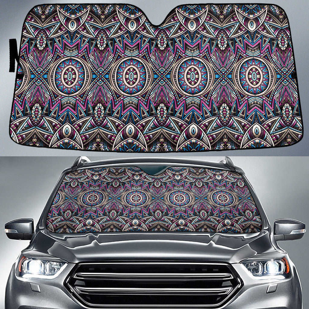 Purple Mirror Aztec Pattern Vintage Tribal Texture Car Sun Shades Cover Auto Windshield Coolspod