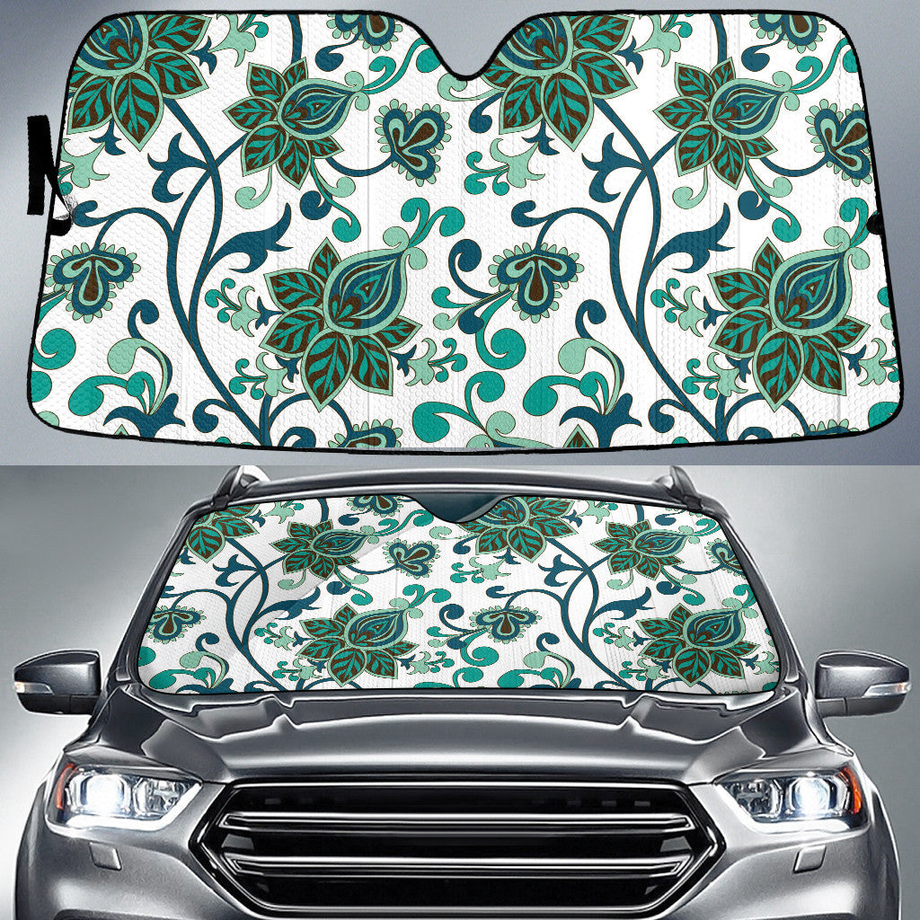 Stylized Hawaiian Hibiscus Flower Hand Drawng Style White Theme Car Sun Shades Cover Auto Windshield Coolspod