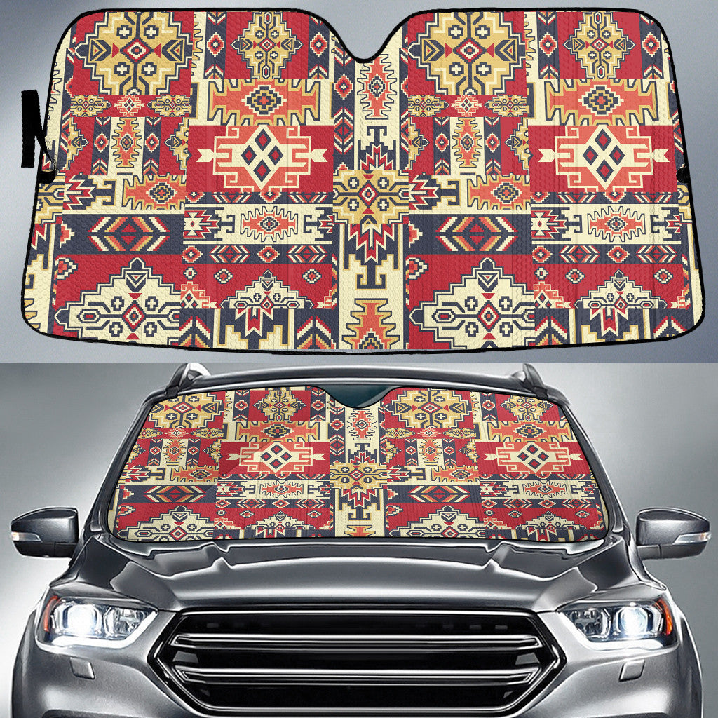 Vintage Red Aztec Pattern Different Square Type Car Sun Shades Cover Auto Windshield Coolspod