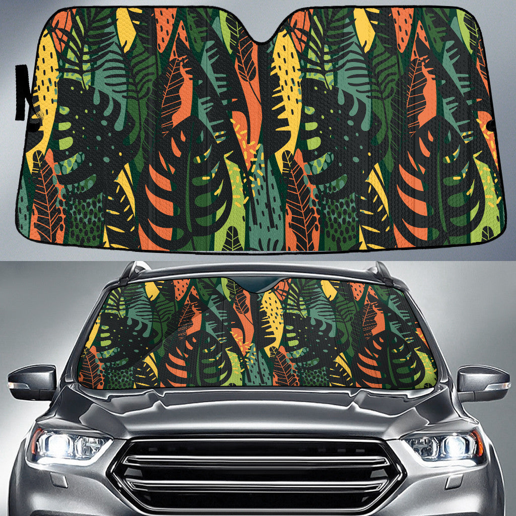 Multicolor Monster Leaf And Tropical Leaves Car Sun Shades Cover Auto Windshield Coolspod