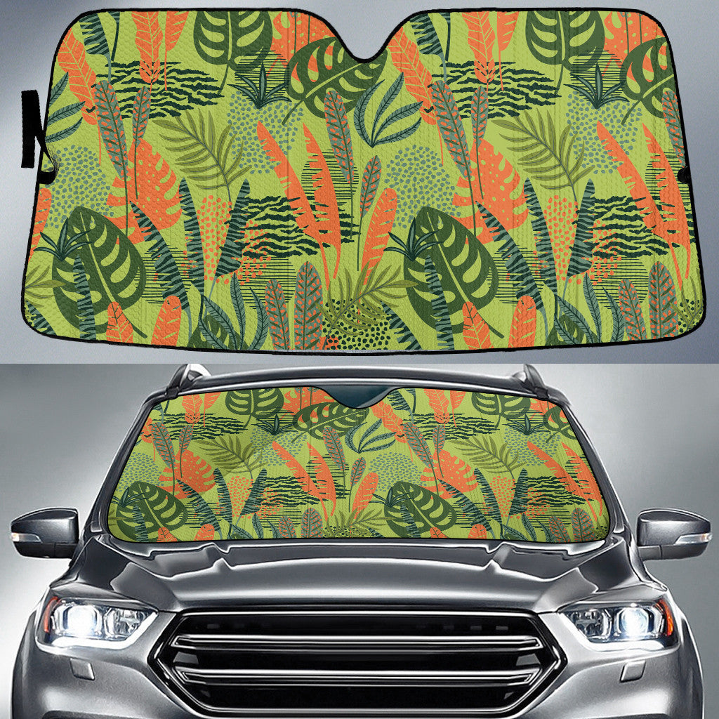 Banana Leaf And Monstera Leaf Green Theme Car Sun Shades Cover Auto Windshield Coolspod