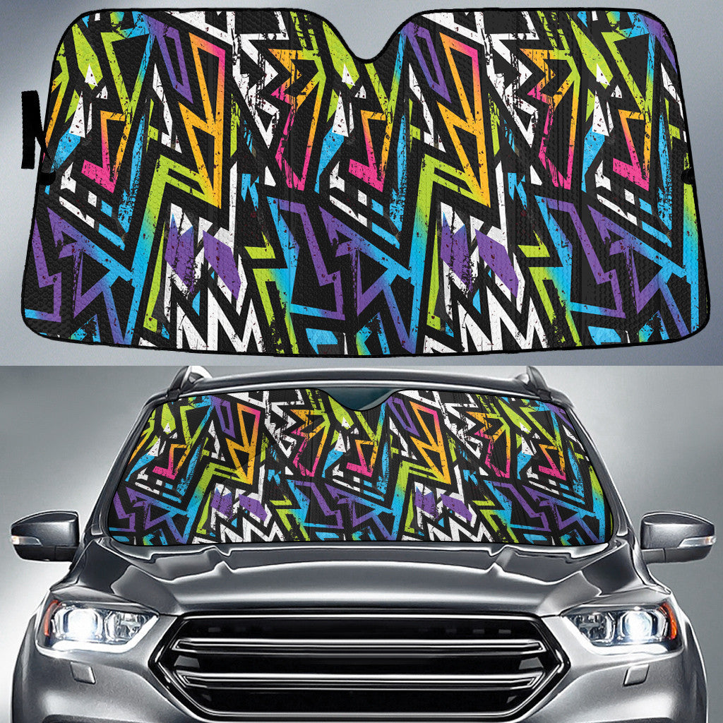 Abstract Geo Graffiti Fuchsia Seamless Geometric Pattern Car Sun Shades Cover Auto Windshield Coolspod