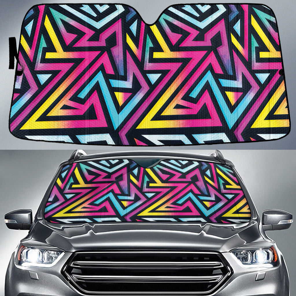 Pink Ombre Grunge Graffiti Geometric Shapes All Over Print Car Sun Shades Cover Auto Windshield Coolspod
