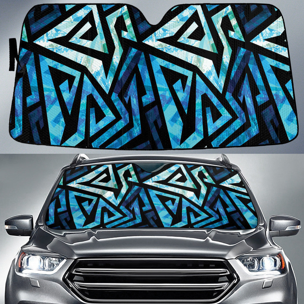Tribal Lines Lunarable Pattern In Blue Color Car Sun Shades Cover Auto Windshield Coolspod