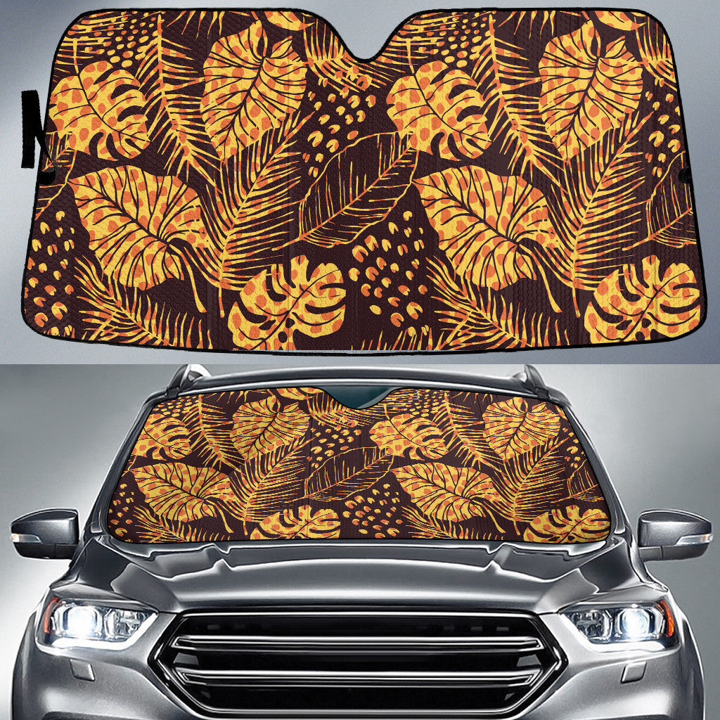 Elephant Ears And Acera Leaf Orange Leopard Skin Texture Car Sun Shades Cover Auto Windshield Coolspod