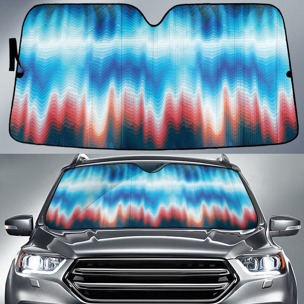 Blue Ombre Soothing Waves Lapghan Pattern Car Sun Shades Cover Auto Windshield Coolspod
