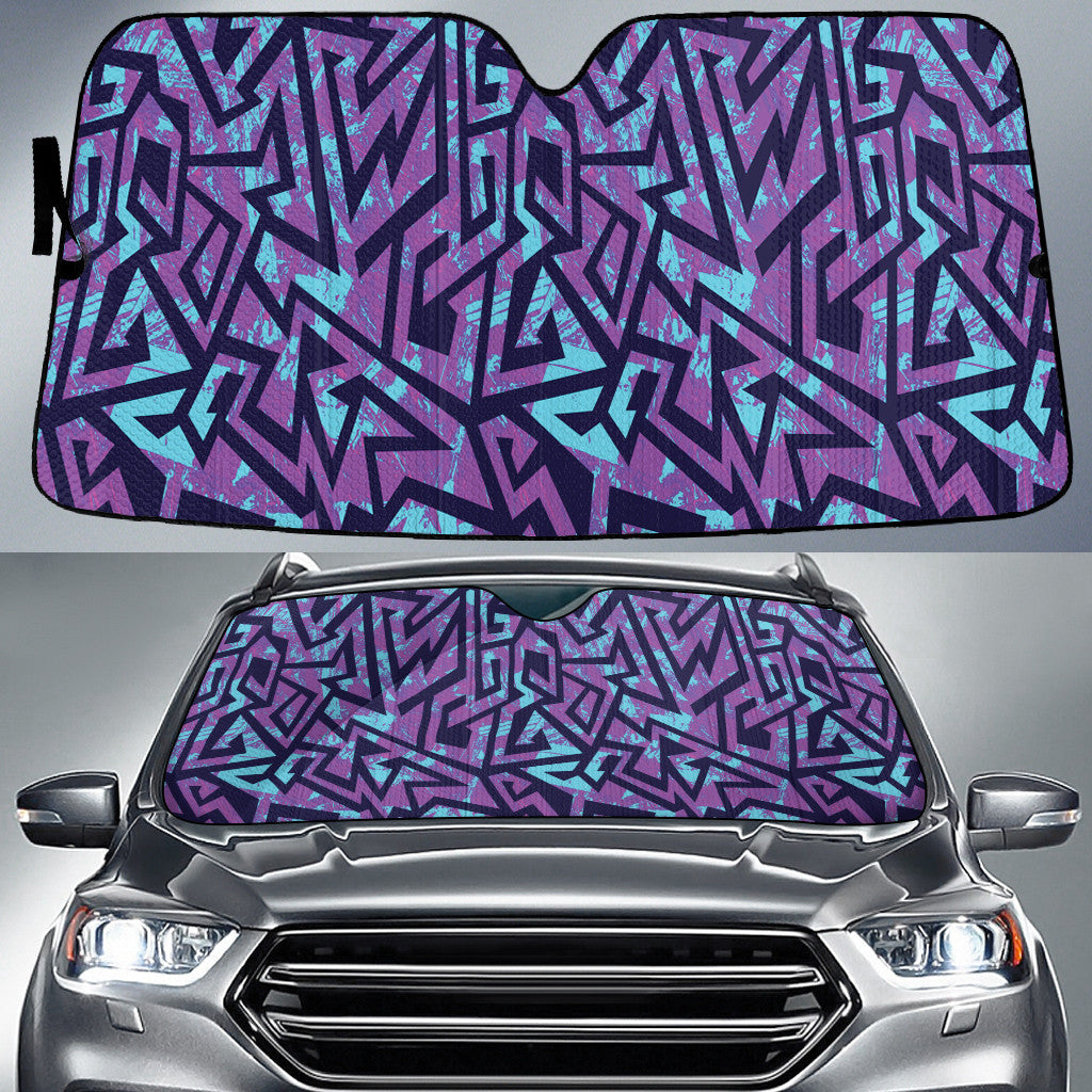 Blurry Purple Grunge Graffiti Geometric Shapes All Over Print Car Sun Shades Cover Auto Windshield Coolspod