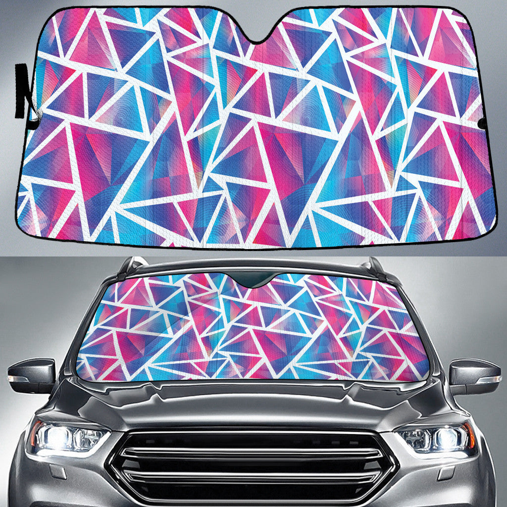 Abstract Light Triangle Pattern Pink To Blue Color Car Sun Shades Cover Auto Windshield Coolspod