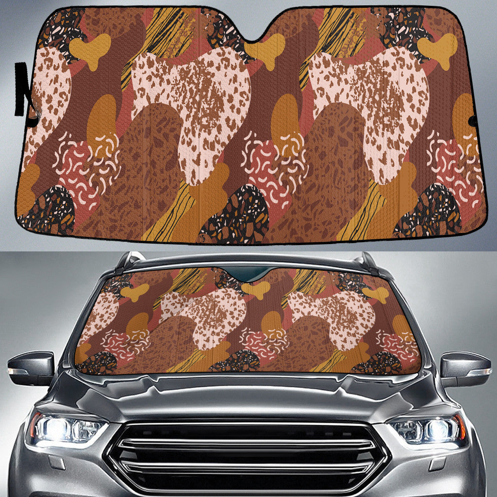Brown Tone Zebra And Leopard Skin Texture All Over Print Car Sun Shades Cover Auto Windshield Coolspod