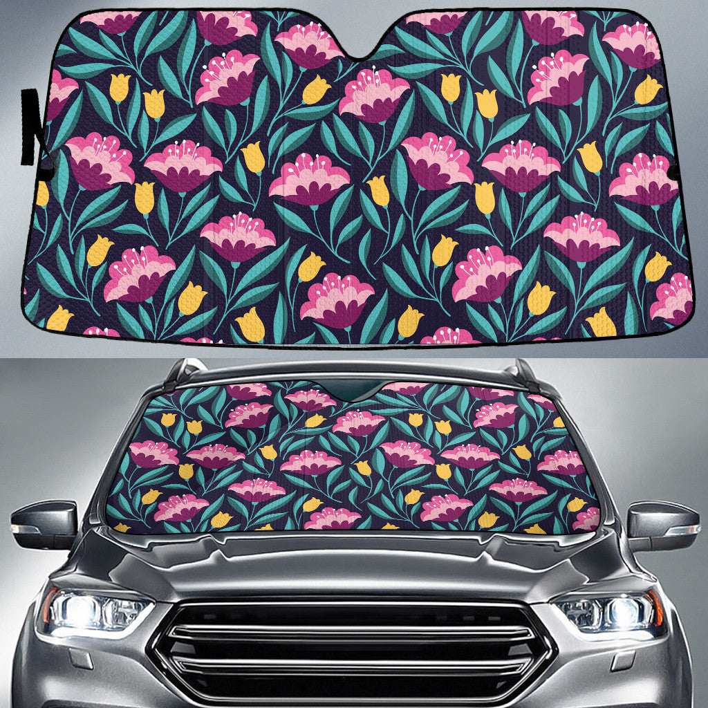 Pinky Amaryllis Flower Theme All Over Print Car Sun Shades Cover Auto Windshield Coolspod