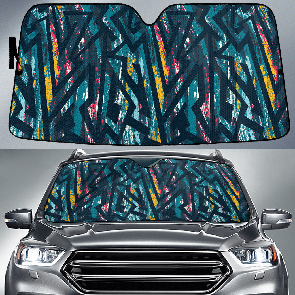 Charcoal Grunge Graffiti Geometric Shapes All Over Print Car Sun Shades Cover Auto Windshield Coolspod